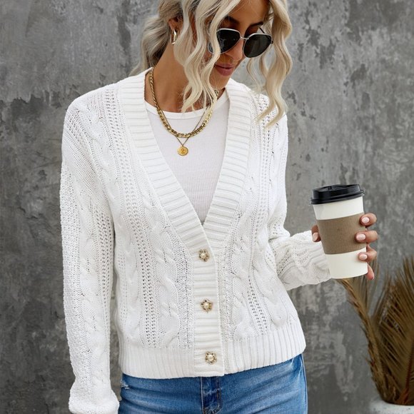 DoubleCat Boutique | Sweaters | White Cropped Shortcardigan Weave Knit  Sweater Small | Poshmark